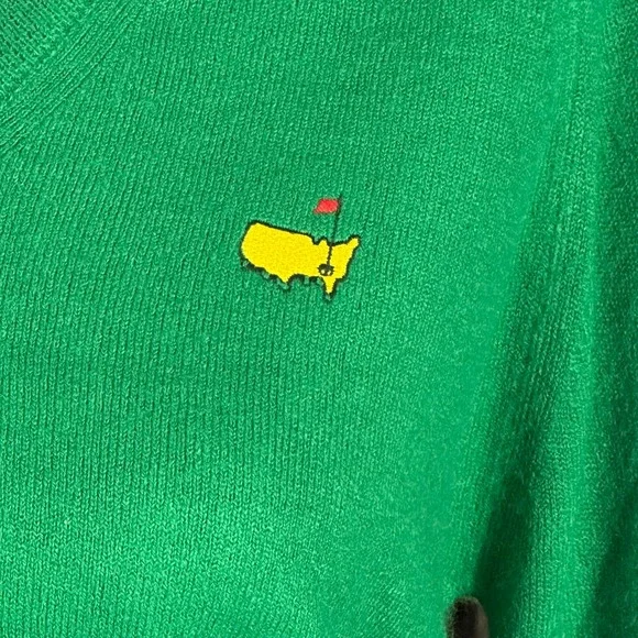 Vintage Augusta National Golf Shop Sweater Women M Green Masters V-Neck USA RARE - Picture 2 of 8